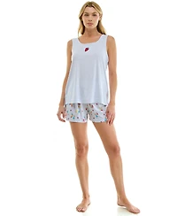 Jaclyn Intimates Women's Sleeveless Tank Top and Pajama Shorts, 2-Piece Set