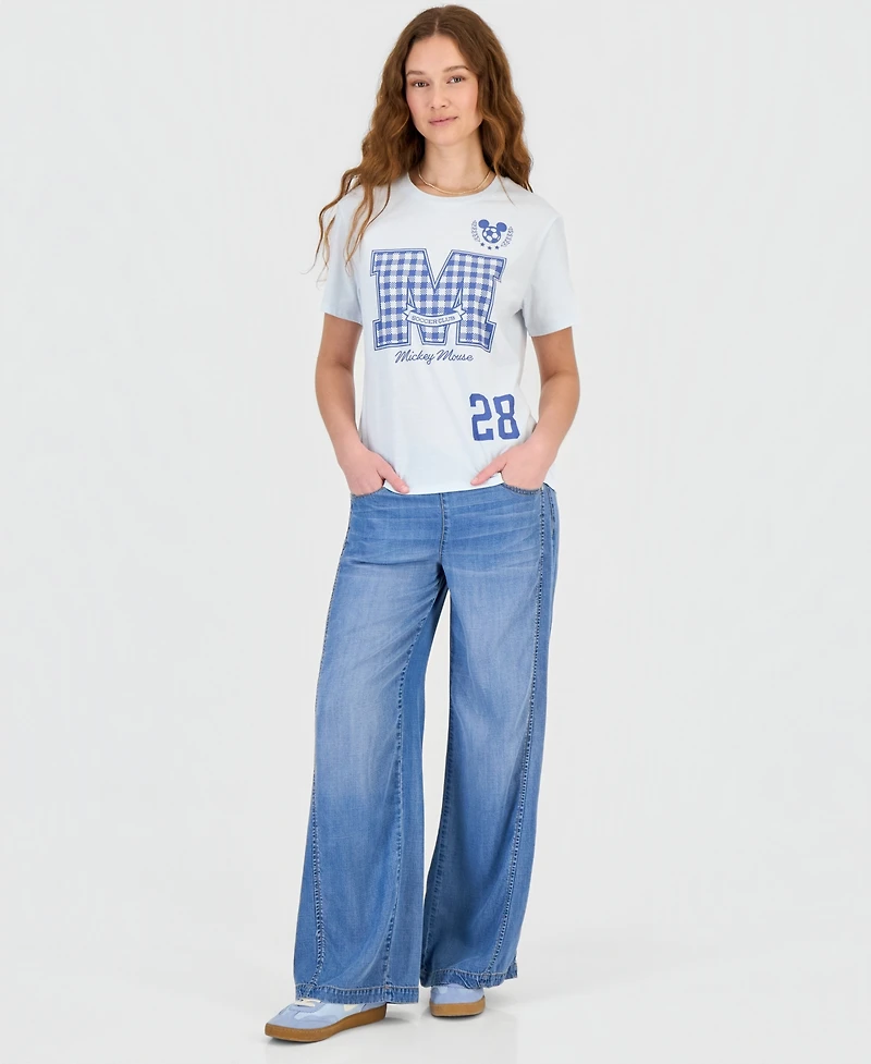 Disney Juniors' Mickey Gingham Graphic Print T-Shirt
