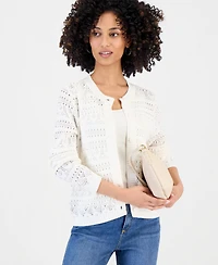 Style & Co Petite Cotton Pointelle Cardigan Sweater, Macy's Exclusive