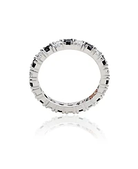 Suzy Levian Sterling Silver Cubic Zirconia Alternating Stone Eternity Band Ring