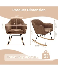 gaomon Rocking Chair Nursery, Teddy Baby Nursery Rocking Chairs, Glider Chair with Armrests and Upholstered Pad, Bedroom Rocker Chair for Baby & Kids