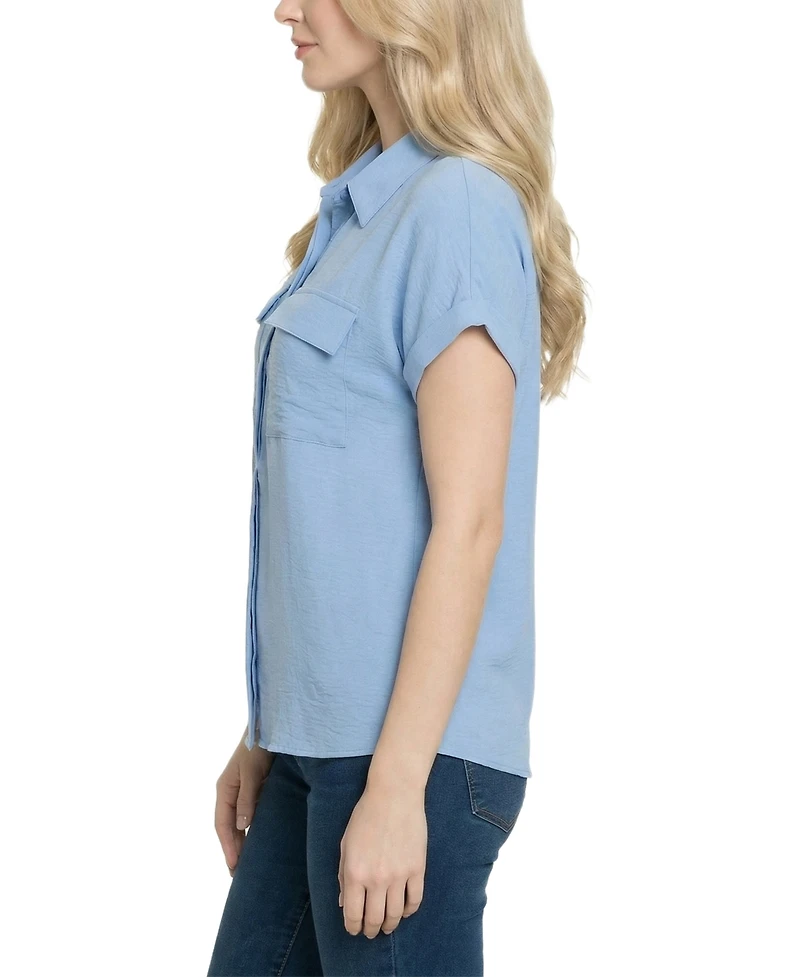 Ny Collection Women's Short-Sleeve Roll Cuff Blouse