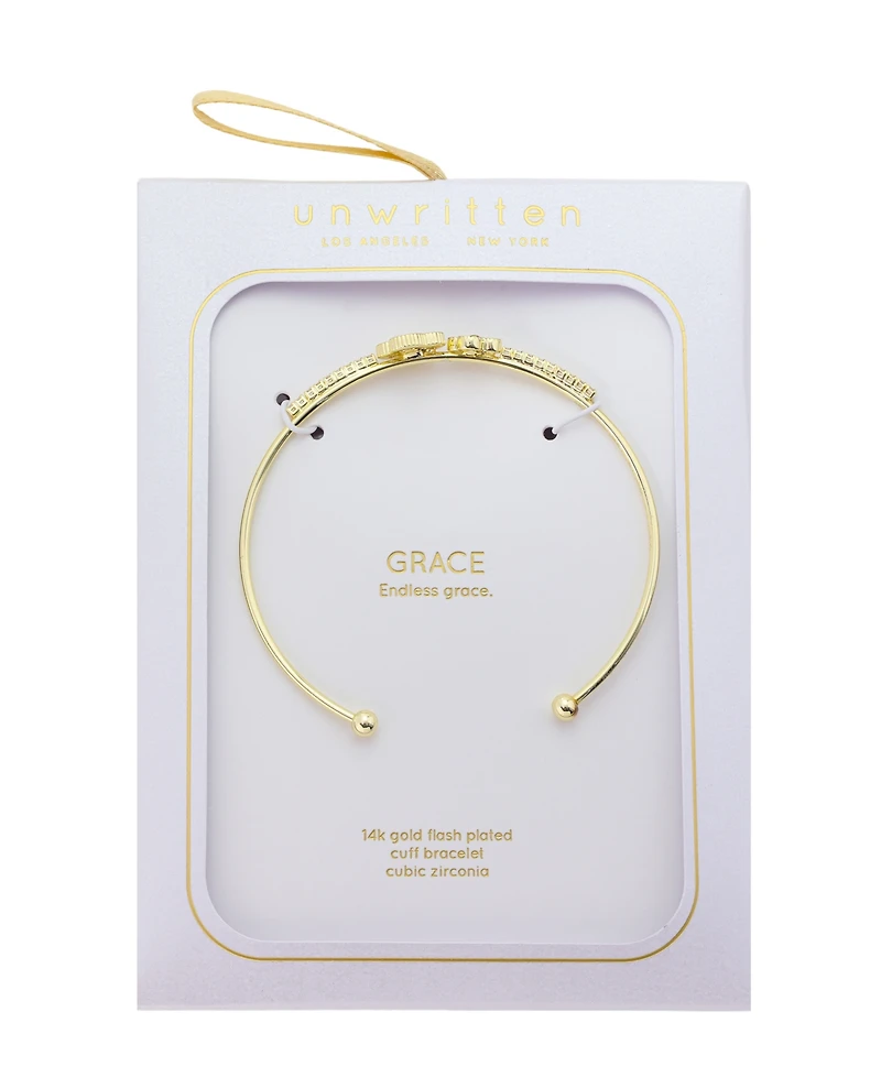 Unwritten Cubic Zirconia Double Clover Cuff Bracelet