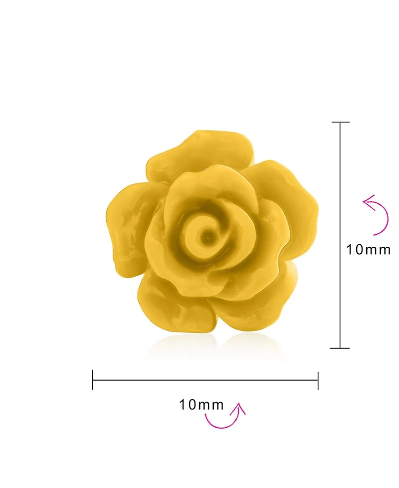 Bling Jewelry Set of 3 Romantic 3D Carved Rose Flower Post Stud Earrings 10MM Lightweight