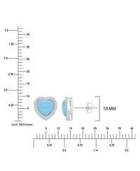 Macy's Larimar & Cubic Zirconia Heart Stud Earrings in Rhodium Over Sterling Silver