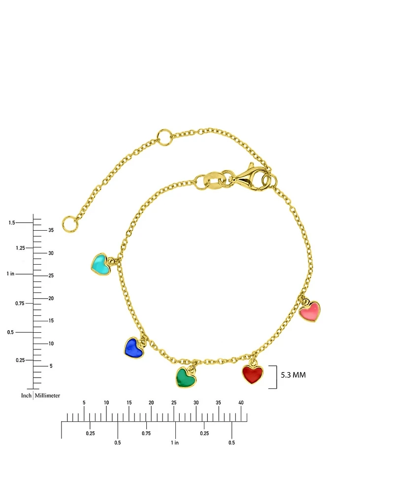 Macy's Multicolor Dangling Hearts Anklet in 14k Yellow Gold Over Sterling Silver