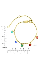 Macy's Multicolor Dangling Hearts Anklet in 14k Yellow Gold Over Sterling Silver