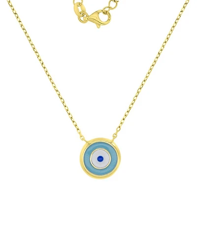 Macy's Enamel Evil Eye Necklace in 14k Yellow Gold Over Sterling Silver