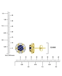 Macy's Polished Tanzanite & Cubic Zirconia Stud Earrings in 14k Yellow Gold Over Sterling Silver