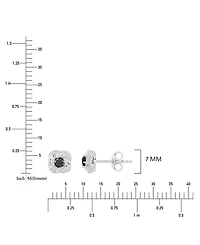 Macy's Black Spinel Love Knot Stud Earrings in Rhodium Over Sterling Silver