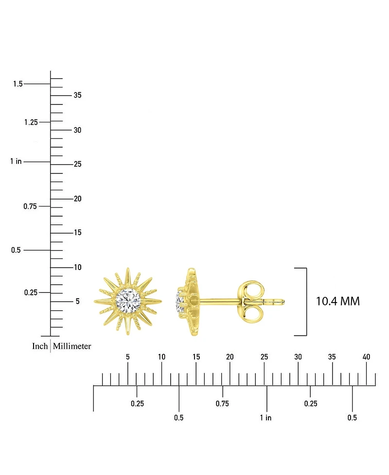 Macy's Cubic Zirconia Starburst Stud Earrings in 14k Yellow Gold Over Sterling Silver