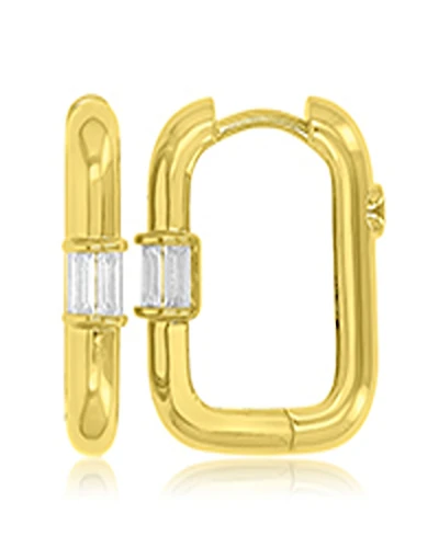 Macy's Cubic Zirconia Rectangular Hoop Earrings in 14k Yellow Gold Over Sterling Silver