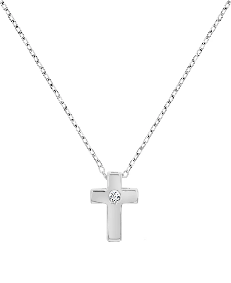 Macy's Cubic Zirconia Cross Necklace in 14k Yellow Gold Over Sterling Silver