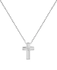 Macy's Cubic Zirconia Cross Necklace in 14k Yellow Gold Over Sterling Silver