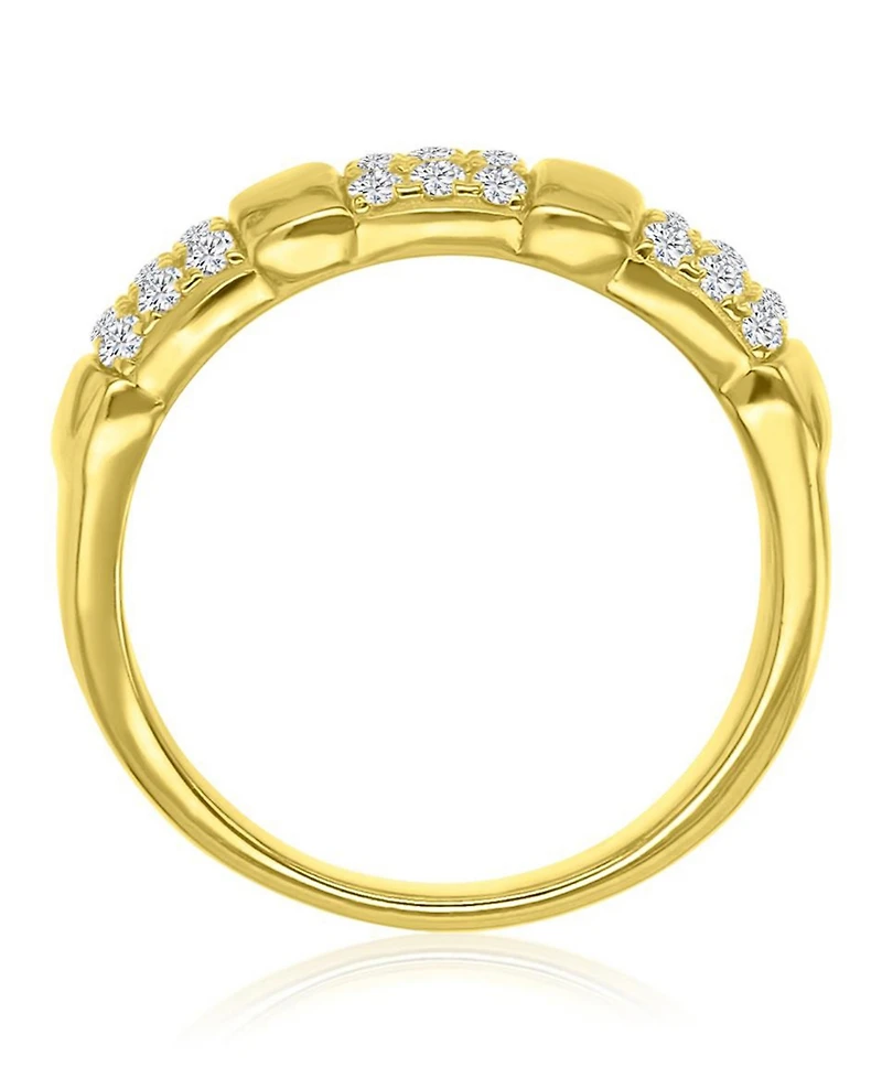 Macy's Cubic Zirconia Half Pave Ring in 14k Yellow Gold Over Sterling Silver