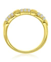 Macy's Cubic Zirconia Half Pave Ring in 14k Yellow Gold Over Sterling Silver