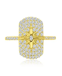 Macy's Cubic Zirconia Star Pave Ring in 14k Yellow Gold Over Sterling Silver