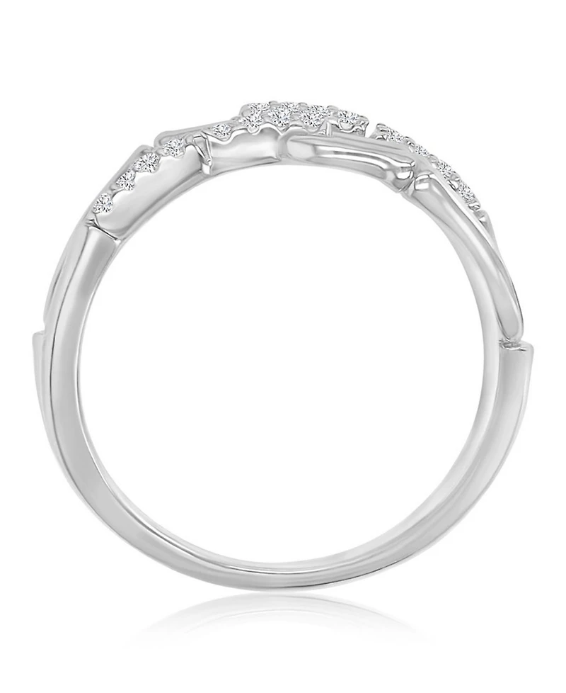 Macy's Classic Cubic Zirconia Link Ring Rhodium Over Sterling Silver