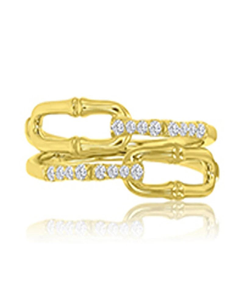 Macy's Elegant Cubic Zirconia Link Ring 14k Yellow Gold Over Sterling Silver