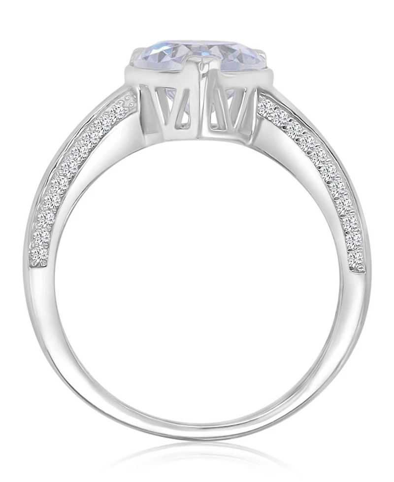 Macy's Heart-Shaped Cubic Zirconia Ring in Rhodium Over Sterling Silver