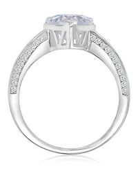 Macy's Heart-Shaped Cubic Zirconia Ring in Rhodium Over Sterling Silver