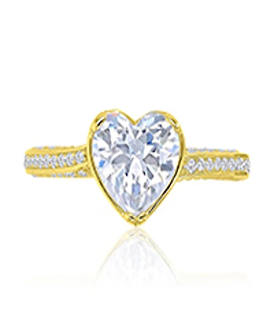 Macy's Heart-Shaped Cubic Zirconia Ring in 14k Yellow Gold Over Sterling Silver