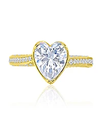 Macy's Heart-Shaped Cubic Zirconia Ring in 14k Yellow Gold Over Sterling Silver