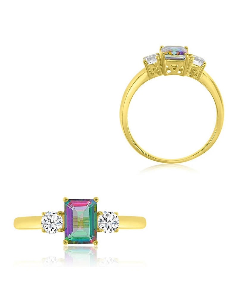 Macy's Mystic Green Quartz and White Topaz Ring 10k Yellow Gold