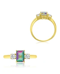 Macy's Mystic Green Quartz and White Topaz Ring 10k Yellow Gold
