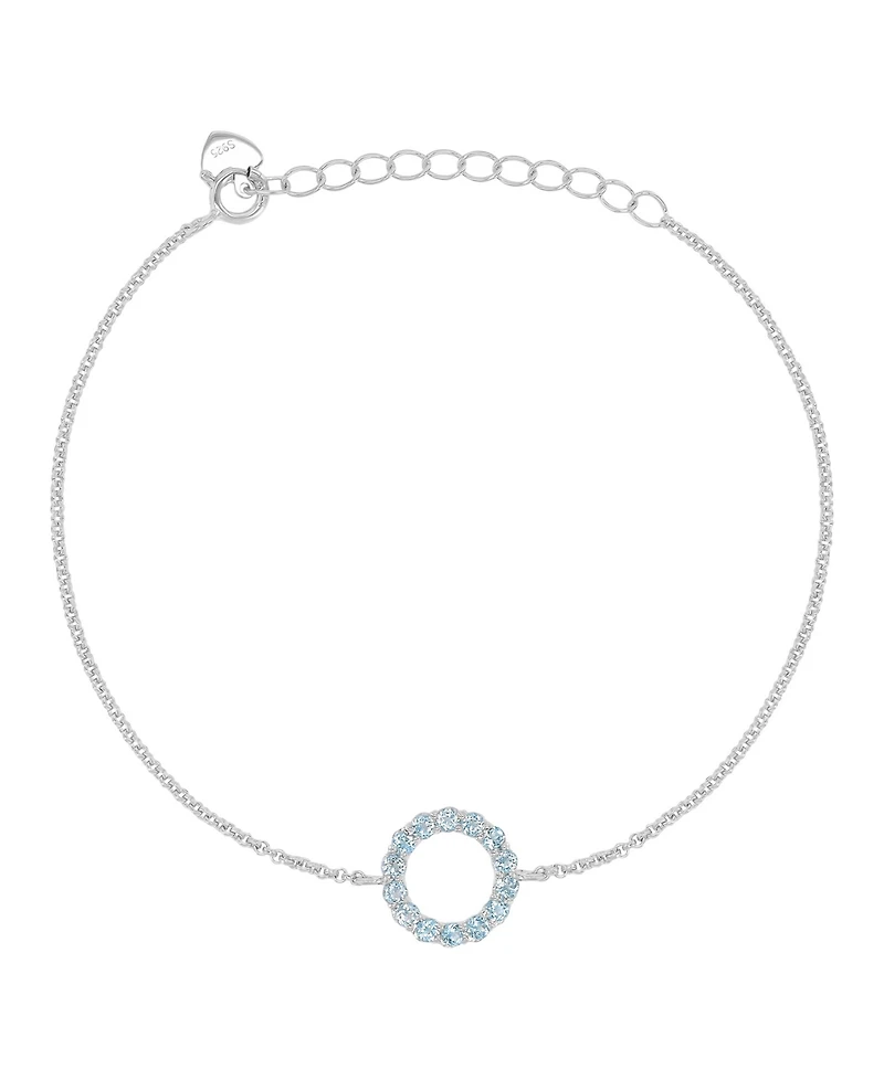 Macy's Blue Topaz Circle Bracelet in Rhodium Over Sterling Silver