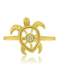 Macy's Diamond Accent Sea Turtle Ring 14k Yellow Gold Over Sterling Silver