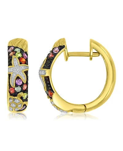 Macy's Starfish & Sea Turtle Huggie Earrings in 14k Yellow Gold Over Sterling Silver