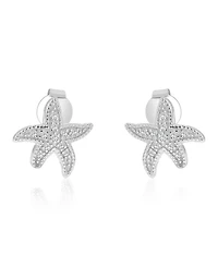 Macy's Created White Sapphire Star Fish Stud Earrings in Rhodium Over Sterling Silver