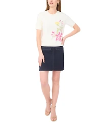 Vince Camuto Women's Printed Short-Sleeve Sweater