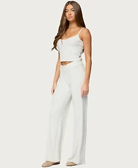 Edikted Women's Louise Straight Leg Cable Knit Pants