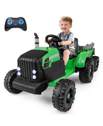 Mecale 24V Ride-On Tractor for Kids with Detachable Trailer & Remote Control