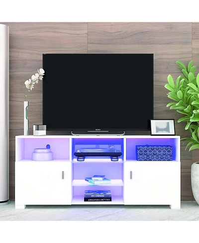 gaomon Floating Tv Stand with Led Light, Wall Mounted Entertainment Center for Televisions up to 60", Led Tv Stand with 2 Cabinet