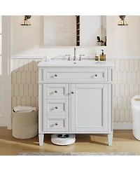 Tribesigns 30" Bathroom Vanity with Sink, Modern Bathroom Sink Cabinet with 4 Drawers & 2 Doors, Bath Storage Vanity Sink