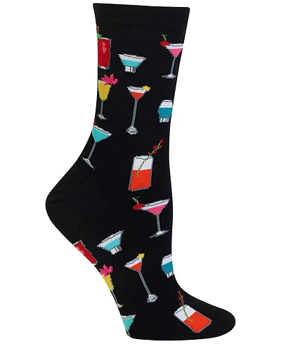 Hot Sox Women's Tropical Drinks Fashion Crew Socks