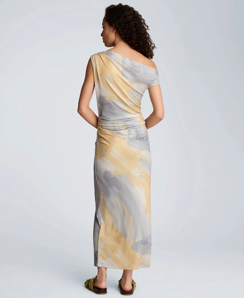 Kenneth Cole Women's Off-The-Shoulder Ruched Waist Midi Dress