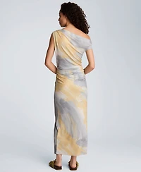 Kenneth Cole Women's Off-The-Shoulder Ruched Waist Midi Dress