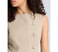 Kenneth Cole Women's Boat Neck Button Front Sheath Short Dress