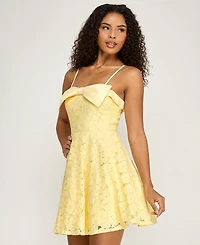 City Studios Junior's Bow Front Lace Dress