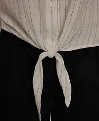 Donna Karan Weekend Women's Roll-Tab Sleeve Tie-Front Blouse