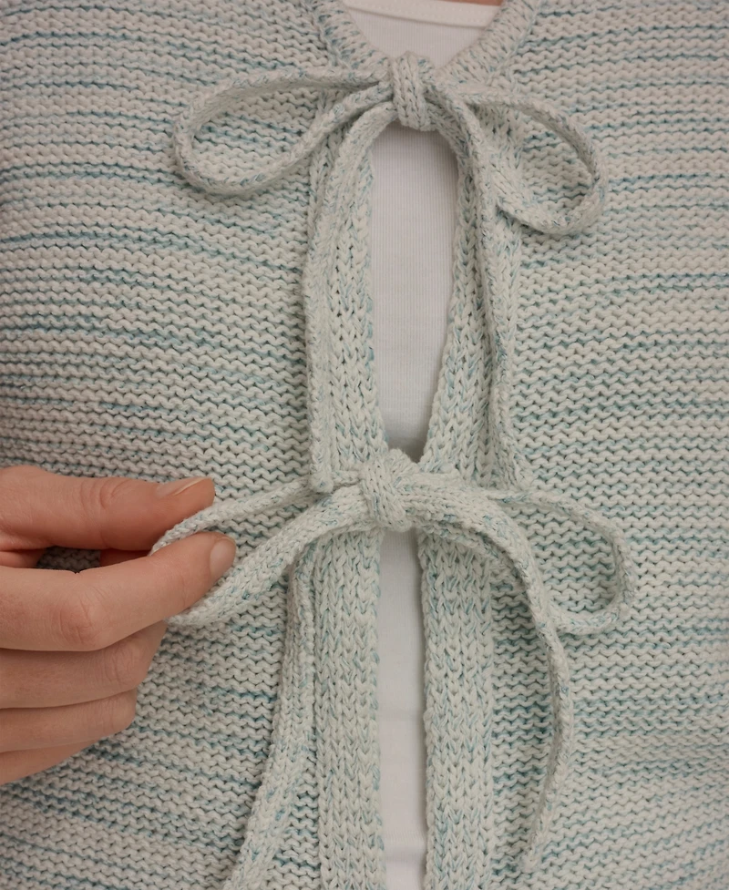 Donna Karan Weekend Women's V-Neck Tie-Front Detail Cardigan