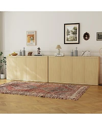 gaomon 66.3'' Fluted Oak Sideboard Cabinet with 4 Doors & Adjustable Shelves, Modern Wood Buffet Storage