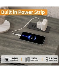 gaomon 66" Wood Power-Outlet Sliding-Barn-Door Adjustable-Shelf Sideboard Buffet Cabinet