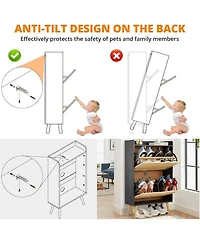 gaomon Slim Rattan 2 Drawer Anti Tip Hidden Shoe Storage Cabinet