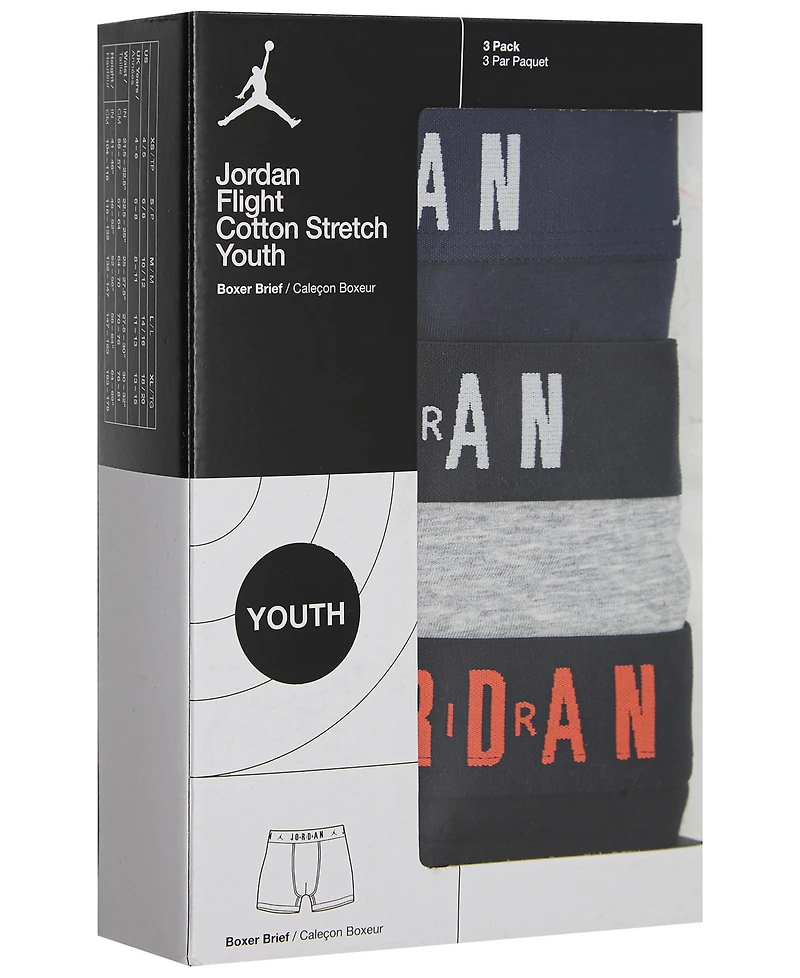 Jordan Boys' 8-18 Essentials Flight Boxer Briefs, 3-Pack