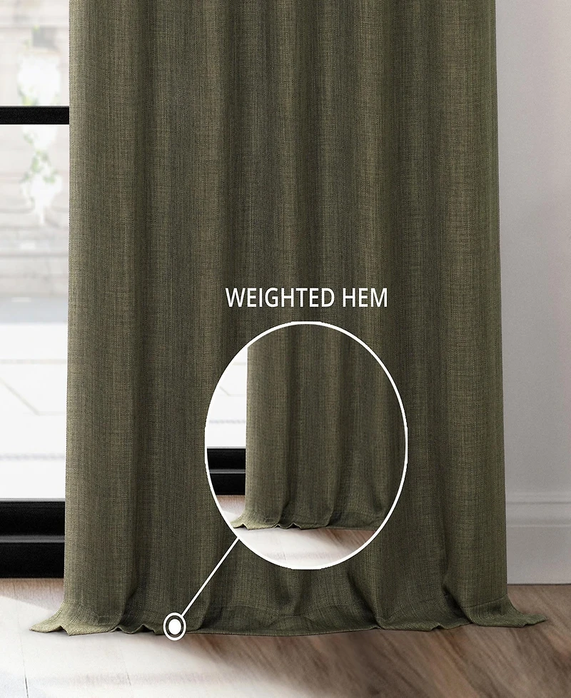 Half Price Drapes French Pleat Textured Faux Linen Room Darkening Curtain
